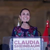 Bà Claudia Sheinbaum mừng chiến thắng sau khi kết quả kiểm phiếu sơ bộ được công bố tại Mexico City, ngày 3/6/2024. (Ảnh: THX/TTXVN)