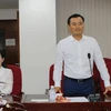 Ông Bùi Xuân Cường, Phó Chủ tịch UBND Thành phố Hồ Chí Minh phát biểu tại buổi làm việc. (Ảnh: Thanh Vũ/TTXVN)