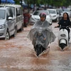 Cảnh ngập lụt sau những trận mưa lớn tại Khu tự trị dân tộc Choang Quảng Tây, Trung Quốc. (Ảnh: THX/TTXVN)