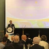 Đại sứ Việt Nam tại Italy Dương Hải Hưng phát biểu tại chương trình giới thiệu du lịch Việt Nam. (Ảnh: Trường Dụy/TTXVN)
