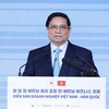 Thủ tướng Phạm Minh Chính phát biểu tại Diễn đàn doanh nghiệp Việt Nam-Hàn Quốc. (Ảnh: Dương Giang/TTXVN)