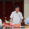 Ông Bùi Văn Cường, Tổng thư ký, Chủ nhiệm Văn phòng Quốc hội, Trưởng Đoàn công tác số 3 phát biểu tại buổi làm việc với UBND tỉnh Đồng Nai. (Ảnh: Công Phong/TTXVN)