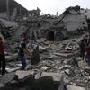 Cảnh đổ nát do xung đột Israe-Hamas tại thành phố Deir el-Balah, Dải Gaza ngày 1/5/2024. (Ảnh: THX/TTXVN)