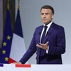 Tổng thống Pháp Emmanuel Macron phát biểu họp báo tại thủ đô Paris. (Ảnh: Getty Images/TTXVN)