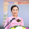 Quyền Tỉnh trưởng Nakhon Phanom Ranida Laungthitisakul phát biểu tại Lễ khánh thành. (Ảnh: Huy Tiến/TTXVN)