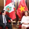 Chủ tịch nước Lương Cường và Tổng thống Peru Dina Ercilia Boluarte Zegarr. (Ảnh: Lâm Khánh/TTXVN)