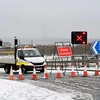 Một con đường bị đóng do bão Bert, gần Edinburgh, Scotland, Anh, ngày 23/11. (Ảnh: Reuters)