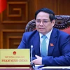 Thủ tướng Phạm Minh Chính chủ trì Phiên họp thứ nhất Ban Chỉ đạo tổng kết thực hiện Nghị quyết số 18-NQ/TW về đổi mới, sắp xếp tổ chức bộ máy. (Ảnh: Dương Giang/TTXVN)