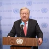 Tổng thư ký LHQ Antonio Guterres phát biểu trong một cuộc họp báo ở New York, Mỹ. (Ảnh: THX/TTXVN)