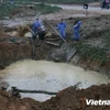 Đường ống dẫn nước sông Đà-Hà Nội bị vỡ. (Ảnh: Vietnam+)