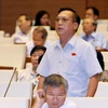 Đại biểu Quốc hội tỉnh Đắk Lắk Trần Đình Sơn phát biểu ý kiến. (Ảnh: Phạm Kiên/TTXVN) 