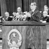 Tổng Bí thư Nguyễn Văn Linh phát biểu tại Đại hội Đảng 6 - Đại hội “Đổi mới” của Việt Nam năm 1986.(Nguồn: TTXVN) 