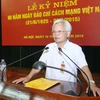Ông Tạ Ngọc Tấn, Giám đốc Học viện Chính trị Quốc gia Hồ Chí Minh phát biểu tại lễ kỷ niệm. (Ảnh: Phương Hoa/TTXVN)