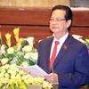 Thủ tướng Nguyễn Tấn Dũng trình bày Báo cáo tình hình kinh tế-xã hội năm 2015 và hương hướng nhiệm vụ năm 2016. (Ảnh: Thống Nhất/TTXVN) 