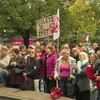 Cuộc biểu tình bài Hồi giáo, bài nhập cư ở Prague. (Ảnh: Trần Quang Vinh/Vietnam+) 