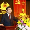 Chủ tịch nước Trương Tấn Sang phát biểu chúc Tết cán bộ chiến sĩ Tổng cục 5. (Ảnh: Doãn Tấn/TTXVN) 