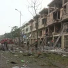 Hiện trường vụ nổ ở khu đô thị Văn Phú. (Ảnh: PV/Vietnam+)