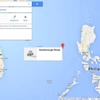 Bãi cạn Scarborough trên bản đồ Google Map (Nguồn: Rappler)