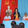 Chủ tịch Quốc hội Nguyễn Thị Kim Ngân phát biểu trong buổi làm việc với cán bộ, chủ chốt và nhân dân huyện Chợ Mới. (Ảnh: Trọng Đức/TTXVN) 