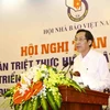 Nhà báo Thuận Hữu, Ủy viên Trung ương Đảng, Chủ tịch Hội Nhà báo Việt Nam phát biểu. (Ảnh: Minh Quyết/TTXVN) 