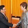 Phó Thủ tướng, Bộ trưởng Ngoại giao Phạm Bình Minh tiếp bà Josephine Teo, Quốc vụ khanh cao cấp Văn phòng Thủ tướng Singapore. (Ảnh: Nguyễn Khang/TTXVN) 