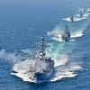Các tàu chiến của Hàn Quốc tham gia tập trận ngày 16/6. (Nguồn: EPA/TTXVN)
