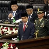 Tổng thống Joko Widodo (giữa) phát biểu tại lễ kỷ niệm Ngày Độc lập ở thủ đô Jakarta. (Nguồn: EPA/TTXVN) 
