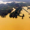 Lũ lụt nghiêm trọng tại 'rốn lũ' Hương Khê, tỉnh Hà Tĩnh nhìn từ trên cao. (Nguồn: TTXVN) 