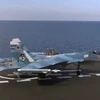 Một chiếc Su-33 hoạt động trên tàu sân bay Đô đốc Kuznetsov của Nga. (Nguồn: RT)