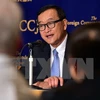 ​Ông Sam Rainsy trong một buổi họp báo tại thủ đô Tokyo, Nhật Bản, ngày 10/11/2015. (Nguồn: AFP/TTXVN)