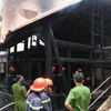 Căn nhà gỗ bị thiêu rụi hoàn toàn sau vụ hỏa hoạn. (Ảnh: Nguyễn Dũng/TTXVN)