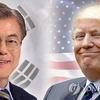 Tổng thống Hàn Quốc Moon Jae-in và người đồng cấp Mỹ Donald Trump. (Nguồn: Yonhap)