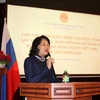 Phó Chủ tịch nước Đặng Thị Ngọc Thịnh phát biểu tại cuộc gặp. (Ảnh: Dương Trí/TTXVN)