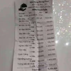 Hóa đơn "chặt chém" của nhà hàng Hưng Phát bị du khách đưa lên mạng xã hội ngày 7/2. 