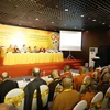 Các đại biểu tham dự hội thảo chuyên đề Sự lãnh đạo bằng chính niệm vì hòa bình bền vững. (Ảnh: Dương Giang/TTXVN) 
