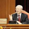 Tổng Bí thư, Chủ tịch nước Nguyễn Phú Trọng chủ trì và phát biểu khai mạc hội nghị. (Ảnh: Trí Dũng/TTXVN) 