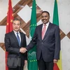 Ngoại trưởng Ethiopia Workneh Gebeyehu (phải) và Bộ trưởng Ngoại giao Trung Quốc Vương Nghị trong cuộc gặp tại Addis Ababa, Ethiopia, ngày 3/1/2019. (Ảnh: THX/TTXVN)