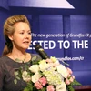 Đại biện Đại sứ quán Đan Mạch tại Việt Nam Louise Holmsgaard phát biểu khai mạc triển lãm. (Ảnh: Tiến Lực/TTXVN)