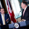 Ngoại trưởng Mỹ Mike Pompeo (phải) và Ngoại trưởng Anh Dominic Raab trong cuộc họp báo chung tại Washington, DC, Mỹ, ngày 7/8/2019. (Nguồn: AFP/TTXVN)