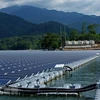 Hệ thống pin nhà máy điện mặt trời trên hồ thủy điện Đa Mi. (Ảnh: Ngọc Hà/TTXVN)