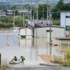 Cảnh ngập lụt sau siêu bão Hagibis tại tỉnh Nagano, Nhật Bản, ngày 14/10/2019. (Ảnh: THX/TTXVN)