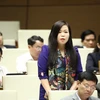 Đại biểu Quốc hội Thành phố Hà Nội Vũ Thị Lưu Mai phát biểu. (Ảnh: Văn Điệp/TTXVN)