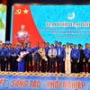 Ủy ban Hội LHTN Việt Nam tỉnh Lào Cai khóa IV, nhiệm kỳ 2019-2024 ra mắt Đại hội. (Ảnh: Hương Thu/TTXVN)