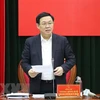 Ủy viên Bộ Chính trị, Phó Thủ tướng Vương Đình Huệ phát biểu tại buổi làm việc với tỉnh Quảng Trị. (Ảnh: Nguyên Lý/TTXVN)