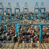 Cảng container hàng hóa ở Thanh Đảo, Trung Quốc. (Nguồn: AFP/TTXVN)