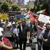 Người dân Palestine biểu tình phản đối hoạch hòa bình Trung Đông của Mỹ tại thành phố Ramallah, Bờ Tây ngày 25/6/2019. (Nguồn: AFP/TTXVN)