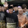 Ông Muhyiddin Yassin (thứ 2, trái, phía trước) tới lễ nhậm chức Thủ tướng Malaysia tại Kuala Lumpur, ngày 1/3/2020. (Nguồn: THX/TTXVN)