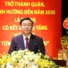 Bí thư Thành ủy Hà Nội Vương Đình Huệ phát biểu chỉ đạo Đại hội. (Ảnh: Văn Điệp/TTXVN)