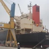 Tàu container quốc tế đầu tiên cập cảng Nghi Sơn tháng 5/2019. (Ảnh: Khiếu Tư/TTXVN)
