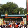 Ông mo làm lễ trong Lễ hội Khai hạ Mường Bi, Hòa Bình. (Ảnh: Huyền Trang (Vietnam+)